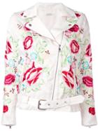 P.a.r.o.s.h. Embroidered Floral Biker Jacket, Women's, Size: Medium, Nude/neutrals, Polyester