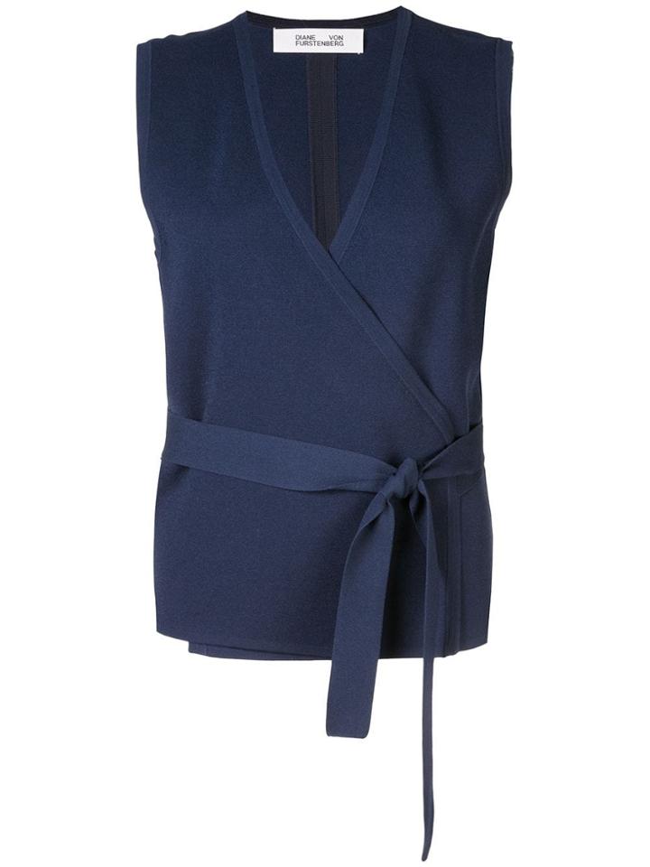 Dvf Diane Von Furstenberg Sleeveless Wrap Top - Blue