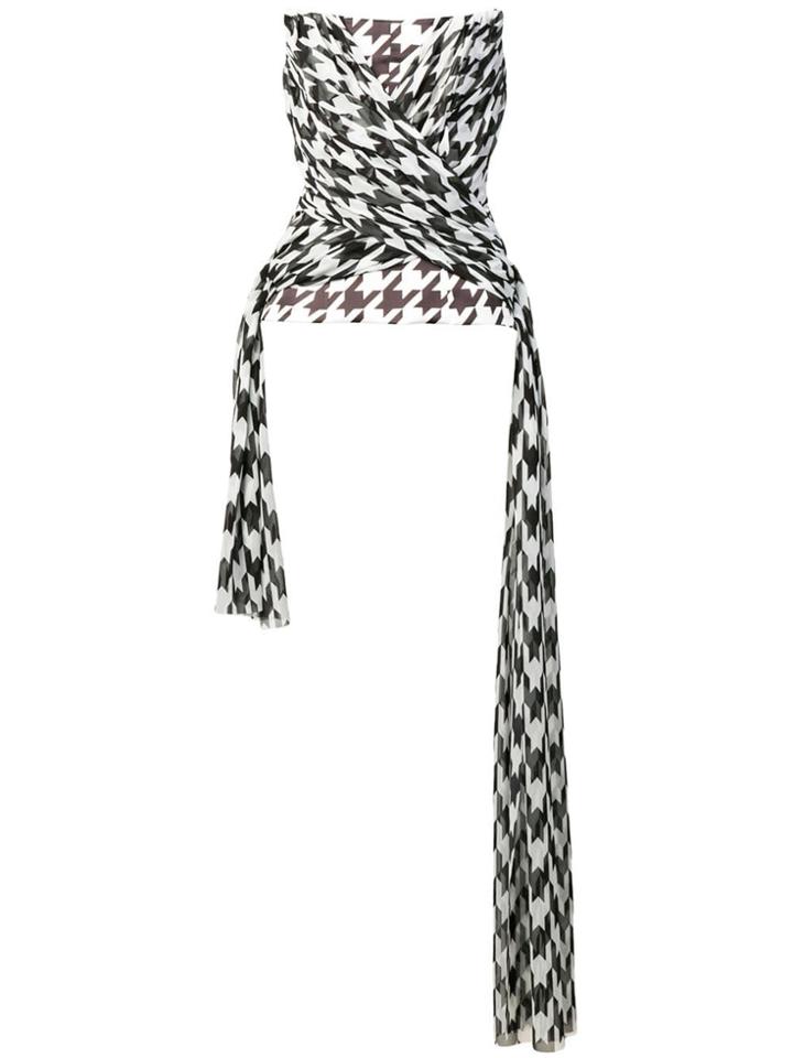 Giuseppe Di Morabito Houndstooth Print Wrap Blouse - Black