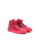 Emporio Armani Kids Teen Logo Plaque High-top Sneakers - Red