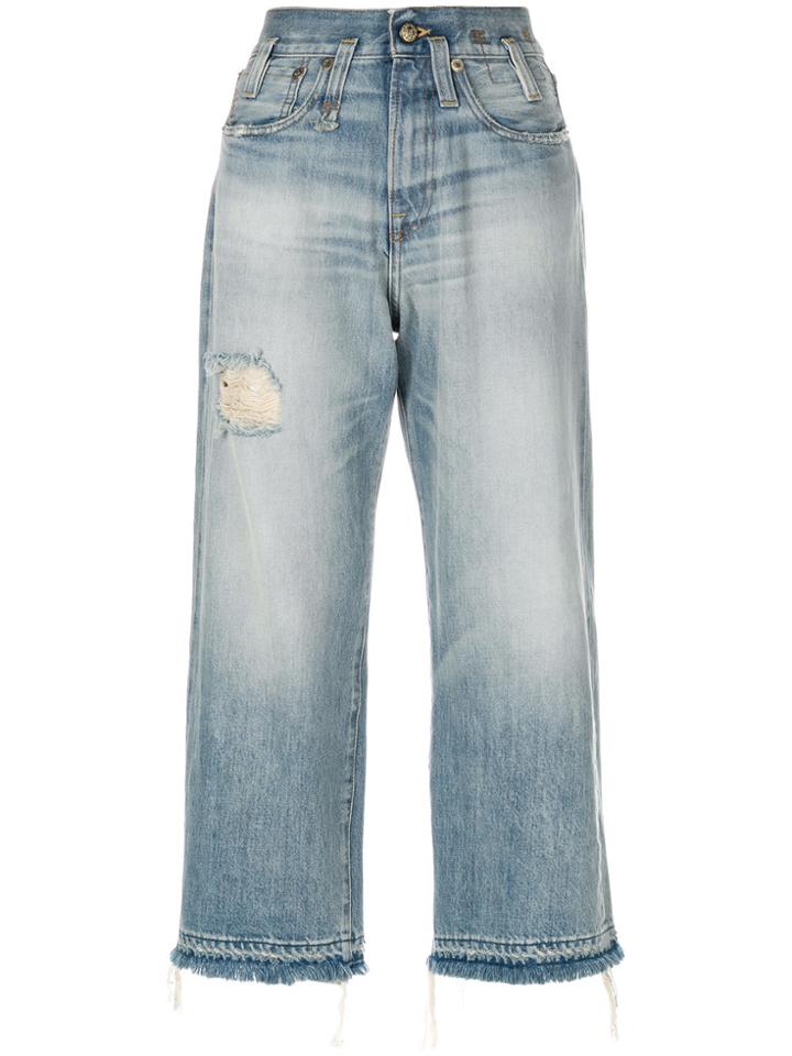 R13 High Waisted Cropped Jeans - Blue