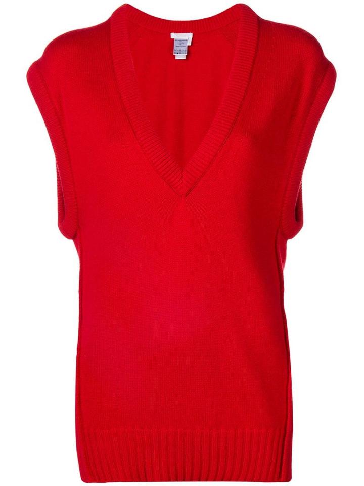 Chloé V-neck Loose Knitted Top - Red