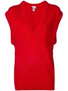 Chloé V-neck Loose Knitted Top - Red
