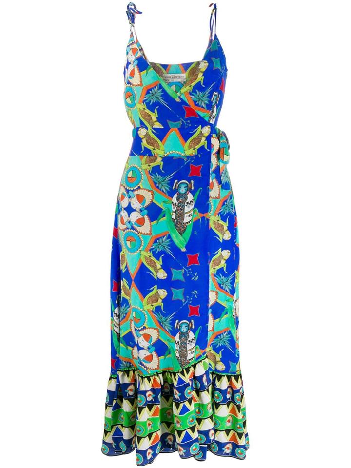 Jessie Western Strap Wrap Dress - Blue