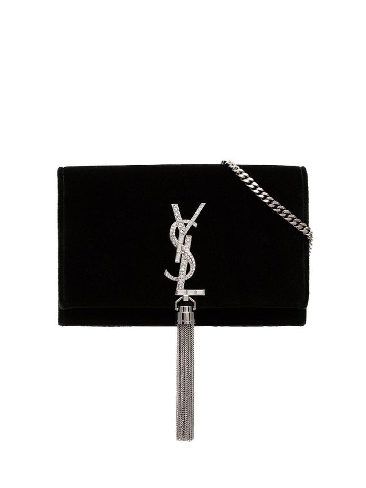 Saint Laurent Green Kate Monogram Velvet Tassel Bag