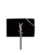 Saint Laurent Green Kate Monogram Velvet Tassel Bag