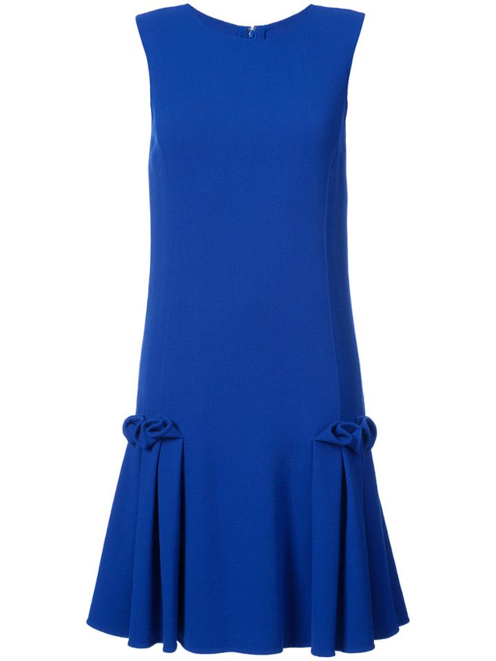 Oscar De La Renta Gathered Pleat Shift Dress - Blue