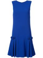 Oscar De La Renta Gathered Pleat Shift Dress - Blue