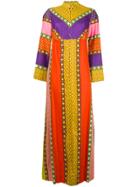 William Vintage Mixed Print Kaftan Dress - Yellow & Orange