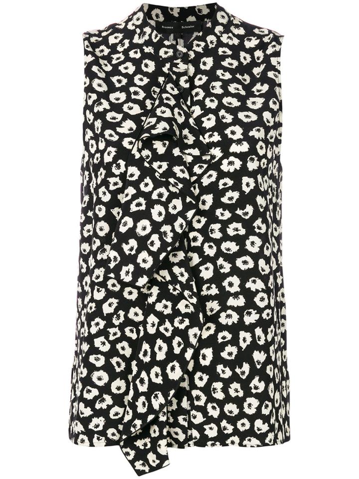 Proenza Schouler Sleeveless Ruffle Button Down Blouse - Black