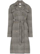 Magda Butrym Plaid Double-breasted Belted Coat - Grey