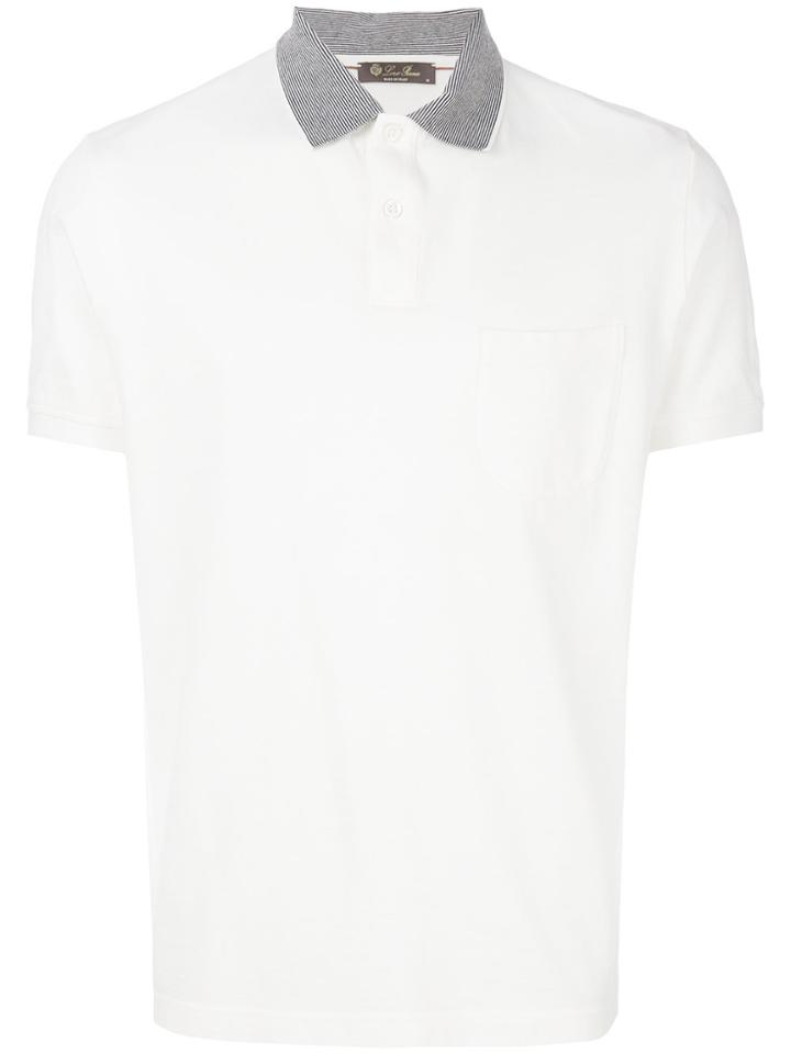 Loro Piana Contrast Collar Polo Shirt - White