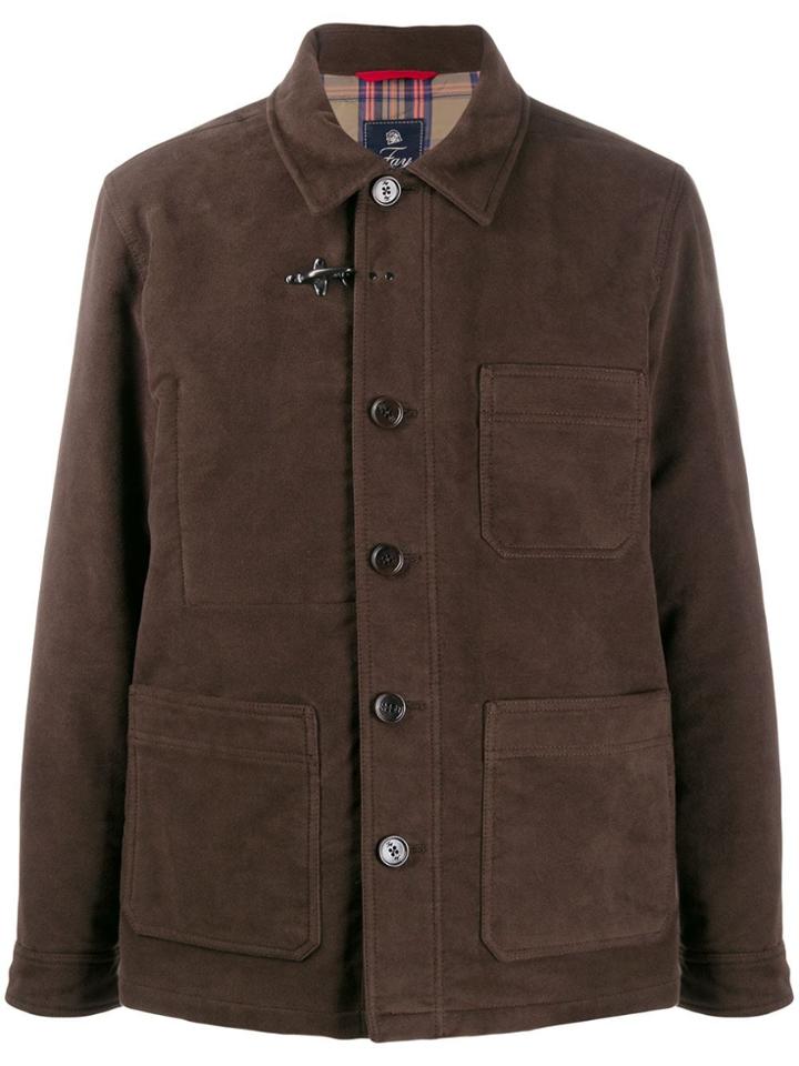 Fay Textured Shirt Jacket - Brown