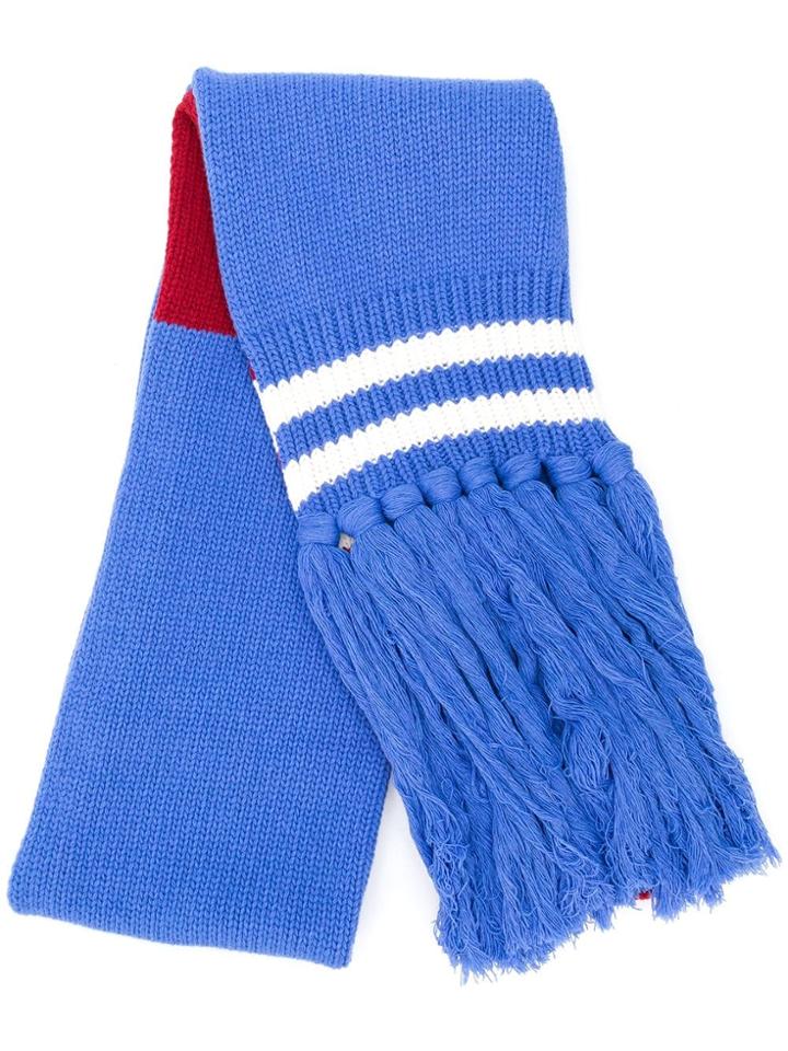 Paura Contrast Knit Scarf - Blue