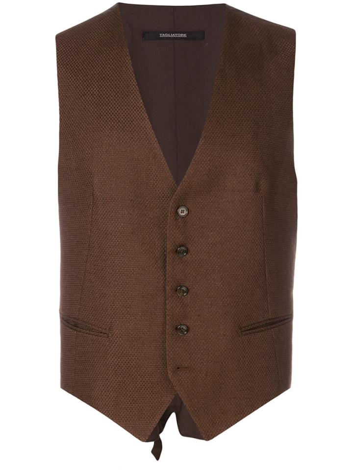 Tagliatore Woven Waistcoat - Brown