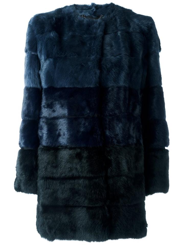 Blugirl Fur Coat, Women's, Size: 44, Blue, Rabbit Fur/polyester