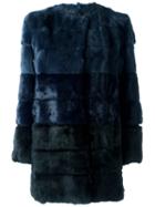 Blugirl Fur Coat, Women's, Size: 44, Blue, Rabbit Fur/polyester