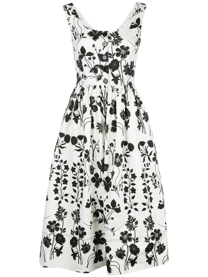 Oscar De La Renta Floral Print Sundress - White
