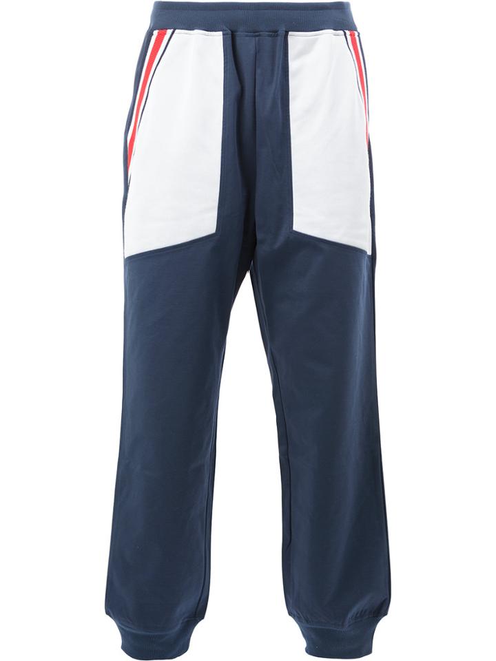Facetasm Contrast Panel Sweat Pants - Blue