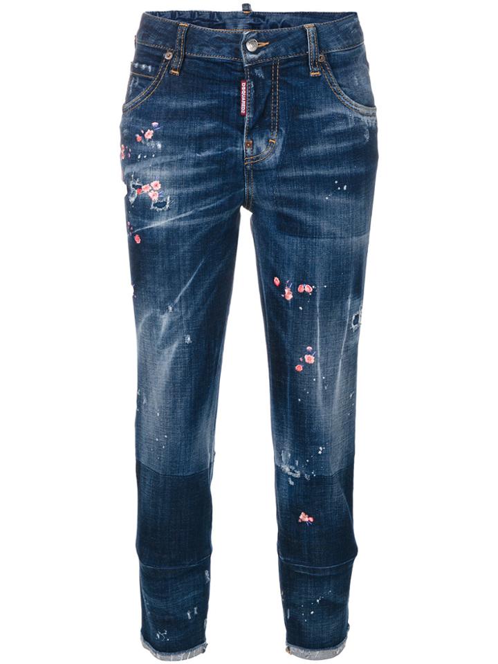 Dsquared2 Paint Splattered Jeans - Blue