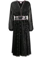 Giamba Embroidered Flared Dress - Black