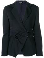 Emporio Armani Pleated Waist Blazer - Blue