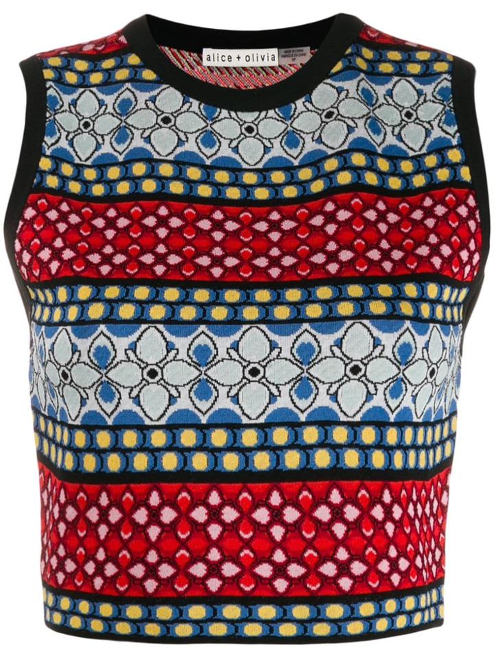 Alice+olivia Cropped Knitted Top - Red