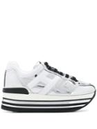 Hogan Metallic Leather Sneakers - White