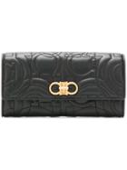 Salvatore Ferragamo Gancio Embossed Continental Wallet - Black
