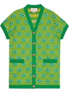Gucci Gg Stripe Wool Jacquard Vest - Green