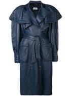 Rocco Barocco Vintage 1980's Oversized Shoulders Coat - Blue