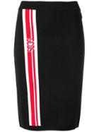 Gcds Logo Stripe Fitted Skirt - Black