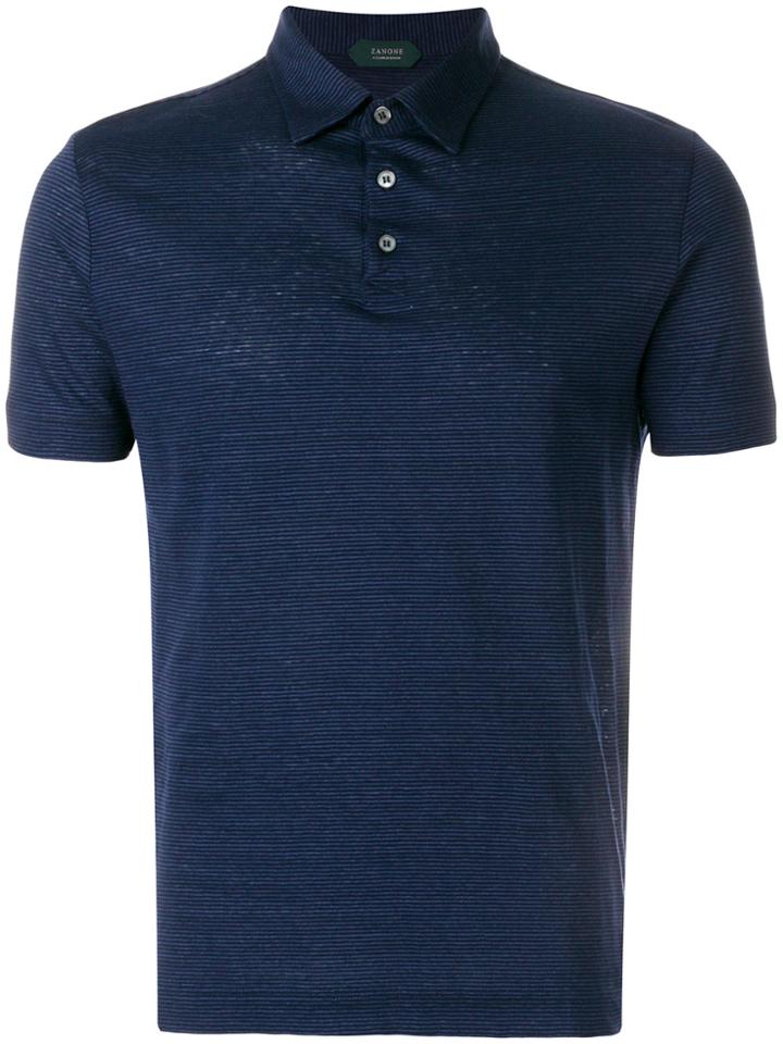 Zanone Striped Polo Shirt - Blue