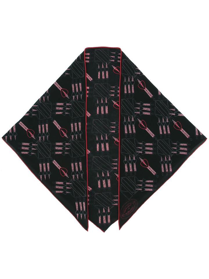 Valentino Heart Sword Scarf, Women's, Black, Silk