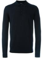 Roberto Collina Longsleeved Polo Shirt, Men's, Size: 50, Blue, Merino