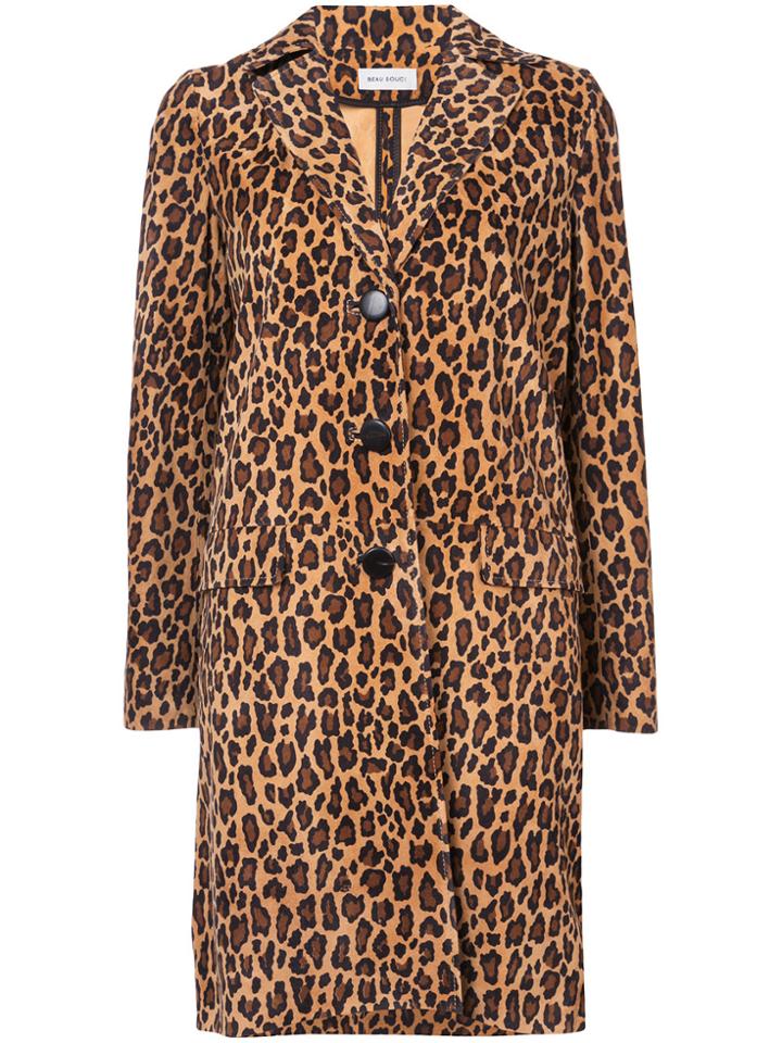 Beau Souci Rock Leopard Print Coat - Brown