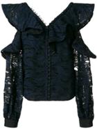 Self-portrait V Neck Lace Shirt - Blue