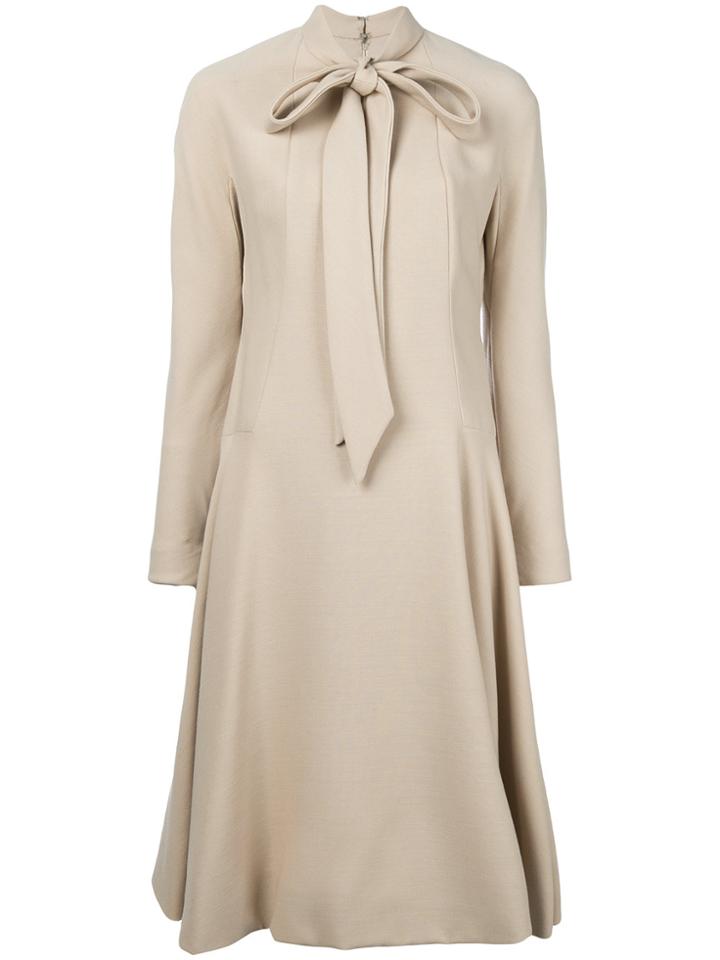 William Vintage Pussy Bow Flared Dress - Nude & Neutrals