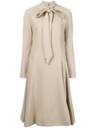 William Vintage Pussy Bow Flared Dress - Nude & Neutrals