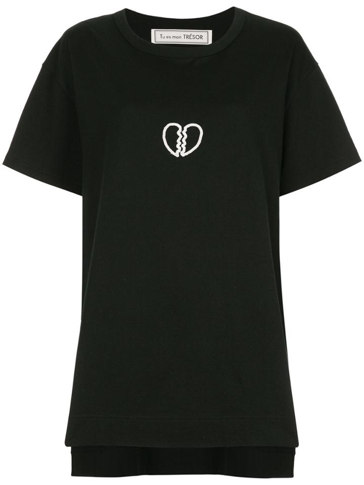 Tu Es Mon Trésor Broken Heart Sequin T-shirt - Black