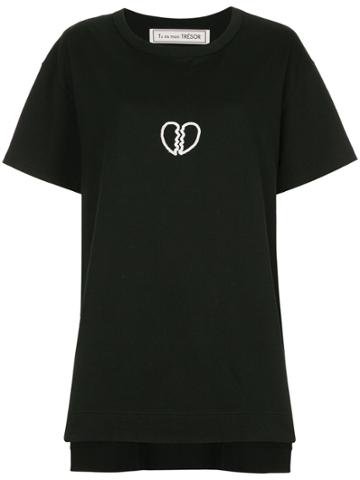 Tu Es Mon Trésor Broken Heart Sequin T-shirt - Black