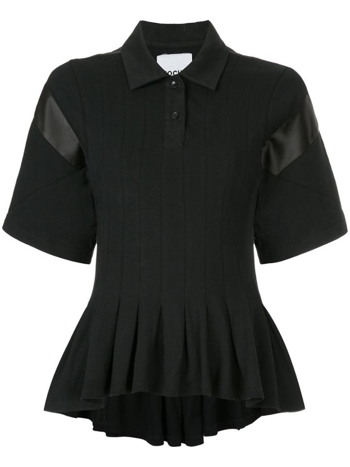 Koché Pleated Peplum Polo Shirt - Black