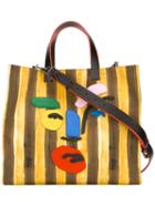 Fendi Striped Canvas Bag, Men's, Yellow/orange, Cotton/resin/leather