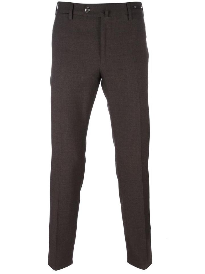 Pt01 Straight Trousers, Men's, Size: 48, Brown, Cotton/polyester/spandex/elastane/virgin Wool
