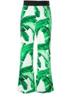 Dolce & Gabbana Banana Leaf Print Trousers, Women's, Size: 38, White, Viscose