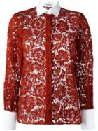 Valentino Floral Lace Effect Shirt, Women's, Size: 38, Red, Cotton/viscose/polyamide