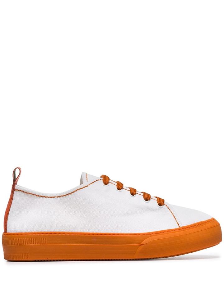 Sunnei White And Orange Sabot Cotton Canvas Low-top Sneakers