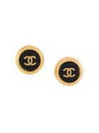 Chanel Pre-owned Cc Logos Button Earrings - Black
