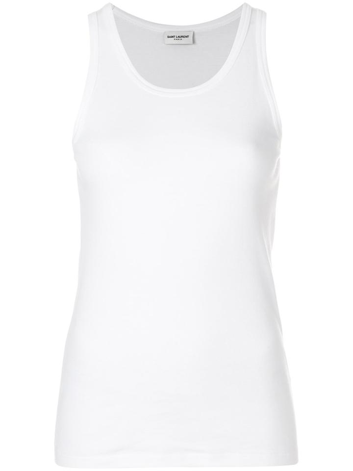 Saint Laurent Round Neck Vest Top - White