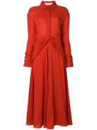 Victoria Beckham Tie Waist Shirt Dress - Red